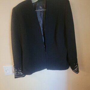 Sandra Darren Jeweled and Embellished sleeve blazer, Black, Women's size 10